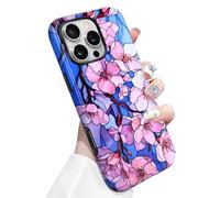Newseego Coque pour iPhone 16 Pro Max, Doux Motif Floral Blocage des Couleurs Case 6,9 Pouces Housse PC+TPU Colorblock Antichoc Protection pour iPhone 16 Pro Max Grandes Fleurs Roses