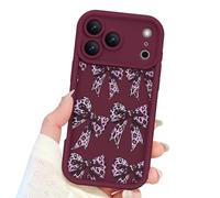 Newseego Coque pour iPhone 17 Pro Max, Mignon Nœud en Léopard Motif Esthétique pour Filles Femmes, TPU Souple Antichoc Étui de Protection Intégrale de L'objectif Housse - Bordeaux