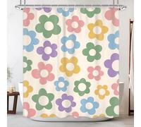 Newsely Joli Rideau de Douche rétro à Motif Floral pour Salle de Bain, 152,4 x 183 cm (l x H), Danois Pastel, Joli Rideau de Douche à Motif Floral Vintage pour Filles et Femmes, Accessoires de Bain