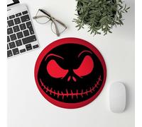 newseny Jack Skellington Tapis de souris Nightmare avant Noël Polyester Tapis rond de 20 cm (Jack Skellington Fond rouge)