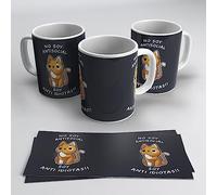 newseny Tasse No Soy Antisocial, soy anti... - Tasse humour chat bord - Tasse antisocial humour - Tasse cadeau drôle | Céramique 355ml