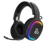 NEWSKILL Aton V2 Casque Gaming sans Fil 2,4 G, Bluetooth 5.0 et câble de Type C, Microphone rétractable, Son Surround RVB, Compatible avec PC, PS5, Switch et Mobile - Noir