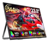 Newsoul Écran Portable 24 Pouces | 144Hz Moniteur Portable QLED | 2000:1 FreeSync 450nits 145% sRGB | USB-C et HDMI | VESA et Boîtier Métallique | Grand External Monitor pour PS5/4/Xbox/Switch