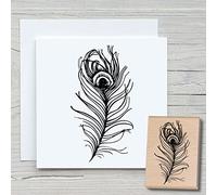 NEWSTAMPS DIE STEMPELMACHER Tampon à motif plume de paon 02 - En bois - 40 x 65 mm - Pour scrapbooking et cartes