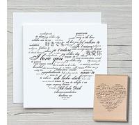 NEWSTAMPS Tampon en bois et caoutchouc avec inscription en forme de cœur pour la fabrication de cartes et cadeaux, pour mariage, amour, scrapbooking, tampon textile, décoration, amis