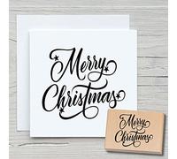 Newstamps Tampon en bois et caoutchouc avec inscription « Merry Christmas 02 » pour la fabrication de cartes et de cadeaux, pour Noël, carte de Noël, Avent, scrapbooking, tampon textile, décoration,