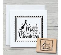 Newstamps Tampon en bois et caoutchouc avec inscription « Merry Christmas 04 » pour la fabrication de cartes et de cadeaux, pour Noël, carte de Noël, l'Avent, le scrapbooking, le tampon textile, la