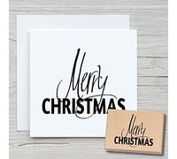 Newstamps Tampon en bois et caoutchouc avec inscription « Merry Christmas 05 » pour la fabrication de cartes et de cadeaux, pour Noël, carte de Noël, Avent, scrapbooking, tampon textile, décoration,