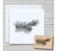 NEWSTAMPS Tampon en bois et caoutchouc - Motif branche de pin - Pour la fabrication de cartes et de cadeaux - Pour Noël, carte de Noël, l'Avent, le scrapbooking, le tampon textile, la décoration, les