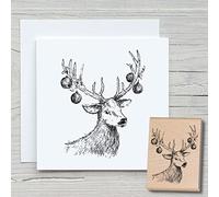 NEWSTAMPS - Tampon en Bois et Caoutchouc - Motif Cerf de Noël - Pour Fabrication de Cartes et Cadeaux, Scrapbooking, Textile, Décoration - Avent