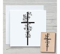 Newstamps Tampon en bois et caoutchouc Motif croix de deuil 01 pour cartes et cadeaux, pour départ, deuil, condoléances, scrapbooking, tampon textile, décoration, amis