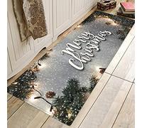 Newsuyaa Grand tapis de Noël en bois vintage lavable absorbant et lavable avec dos en caoutchouc antidérapant pour décoration de jardin, intérieur et extérieur (A6, 40 x 120 cm)