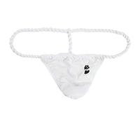 Newsywell Homme G-String Coton Tanga Thong Bikinis Mode Taille Basse Slip Pouch Premium sous-vêtements Blanc Large