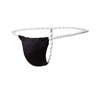 Newsywell Homme G String Soie Glacée Tanga Bikinis Taille Basse Pouch Slip Triangle Stretch Bodybuilding Thong sous-vêtement Noir XX-Large