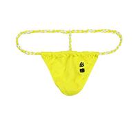 Newsywell Hommes String Coton Tanga Respirant Bulge Pouch T Back Low Rise Vintage Slip Bikini Underwear Jaune X-Large