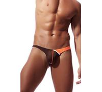 Newsywell Hommes String Soie Glacée Thong Bikinis Bulge Tanga Low Rise Respirant Sport Stretch Slip sous-Vêtements Café Moyen