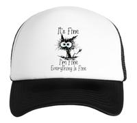 Newtee Chat Noir Ça Va Je Vais Bien Casquette Casquette Kid Cap Flexible Baseball Snapback pour Garçon Fille Kid Cap Flexible Baseball Snapback for Boy Girl
