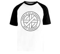 Newtee Crass - There is NoAuthority But Yourself T-Shirt Baseball Blanc Unisexe Manches Courtes Noir