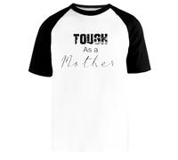 Newtee Dure comme Une Mère T-Shirt Baseball Blanc Unisexe Manches Courtes Noir Unisex White Baseball T-Shirt Black Short Sleeve
