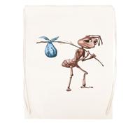 Newtee Fourmi Triste Avec Son Sac Qui S'en Va Sac De Sport Beige Sac De Sport Réutilisable En Coton Avec Cordon De Serrage Beige Gym Bag Cotton Reusable Drawstring Sport Bag