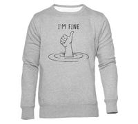Newtee Je Vais Bien comme Un Pouce Levé À La Surface De l'eau Sweat Gris Unisexe Ras du Cou Unisex Grey Sweatshirt Crewneck