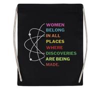 Newtee Les Femmes Ont Leur Place En Science Sac De Sport Noir Sac De Sport Réutilisable En Coton Avec Cordon De Serrage Black Gym Bag Cotton Reusable Drawstring Sport Bag