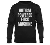 Newtee Machine À Baiser Alimentée par l'Autisme Adulte Sweat Noir Unisexe À Col Rond Unisex Black Sweatshirt Crewneck