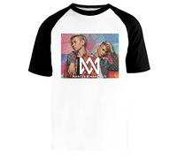 Newtee Marcus & Martinus Suède T-Shirt Baseball Blanc Unisexe Manches Courtes Noir