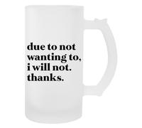Newtee N'ayant Pas Envie Je Ne Le Ferai Pas Merci Tasse Transparente En Verre À Bière Avec Poignée Beer Glass Transparent Mug With Handle