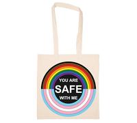 Newtee Tu Es En Sécurité Avec Moi Totebag Beige Sac En Coton Réutilisable Écologique Beige Totebag Eco Friendly Reusable Cotton Bag