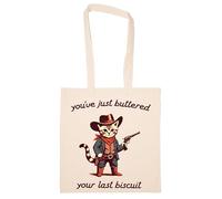 Newtee Tu Viens De Beurrer Ton Dernier Biscuit Totebag Beige Sac En Coton Réutilisable Écologique Beige Totebag Eco Friendly Reusable Cotton Bag