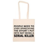 Newtee Tueur En Série Totebag Beige Sac En Coton Réutilisable Écologique Beige Totebag Eco Friendly Reusable Cotton Bag