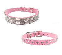 Newtensina 2 pièces élégant Collier de Chien Ensemble Doux Suède Bling Collier de Chien avec Collier Chiot Mignon pour Les Petits Chiens Chats