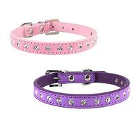 Newtensina 2 pièces Ensemble de Colliers de Chien Bling Collier Chiot Doux en Daim pour Chats de Petits Chiens