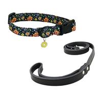 Newtensina Collier de chien à motif de fleur tendance avec pendentif papillon en forme de pétale pour chiens moyens grands chiens (b) - noir - M