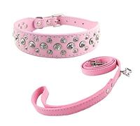 Newtensina Collier de Chien de Mode et Laisse Set Bling Collier de Chien Mignon Diamante avec des laisses