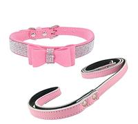Newtensina Collier de Chien de Mode et laisses avec Papillon Mignonne Bling Fille Collier de Chat Noeud Papillon pour Les Petits Chiens