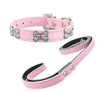 Newtensina Collier et Laisse de Chien de Mode avec des Colliers de Chiot Mignon de Fille de Bling d'os pour des Chiens