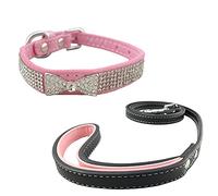 Newtensina Collier et laisse pour chien en strass avec laisses pour chiens - Rose - S