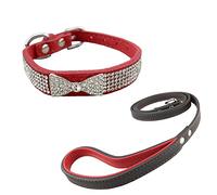 Newtensina Collier et laisse pour chien en strass avec laisses pour chiens - Rouge - XS