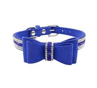 Newtensina Doux Noeud Papillons Collier de Chien Mignon Noeud Papillons Collier avec Diamante pour Chiens Chats - Blue - M