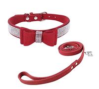 Newtensina Élégant Collier de Chiot et laisses avec Noeud Papillon Bling Laisse Collier de Chaton avec Noeud pour Chien Chat