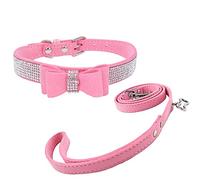 Newtensina Élégant Collier de Chiot et laisses avec Noeud Papillon Bling Laisse Collier de Chaton avec Noeud pour Chien Chat
