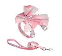 Newtensina Harnais pour Chien Chat Harnais avec Nœud Papillon pour Petits Chiens Chats - Rose Vert - S