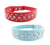 Newtensina Mode 2 pièces Collier de Chien Set Bling Collier de Chiot Mignonne Strass Collier de Chaton pour Petits Chiens