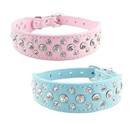 Newtensina Mode 2 pièces Collier de Chien Set Bling Collier de Chiot Mignonne Strass Collier de Chaton pour Petits Chiens