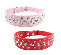Newtensina Mode 2 pièces Collier de Chien Set Bling Collier de Chiot Mignonne Strass Collier de Chaton pour Petits Chiens