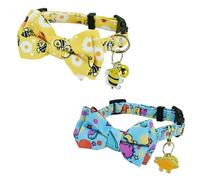 Newtensina Mode 2 pièces mignon abeille dinosaure motif chat collier avec abeille dinosaure pendentif pour chats - jaune bleu