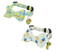 Newtensina Mode 2 Pièces Mignon Fruits Motif Chat Collier avec Citron Pastèque Ananas Pendentif pour Chats - Bleu Blanc