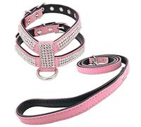Newtensina Mode Chien Harnais avec Strass et Laisse Mignonne Fille Bling Petit Chien Harnais avec Laisse pour Chien